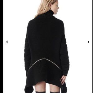 Alexander Wang Merino Wool Black Sweater with Zipper Detail- Size XS